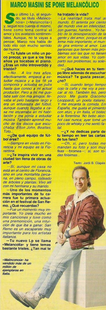 Entrevista Marco Masini 1992 - Jordi B. Clapés